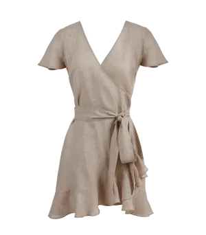 Amalia Linen Mini Wrap Dress