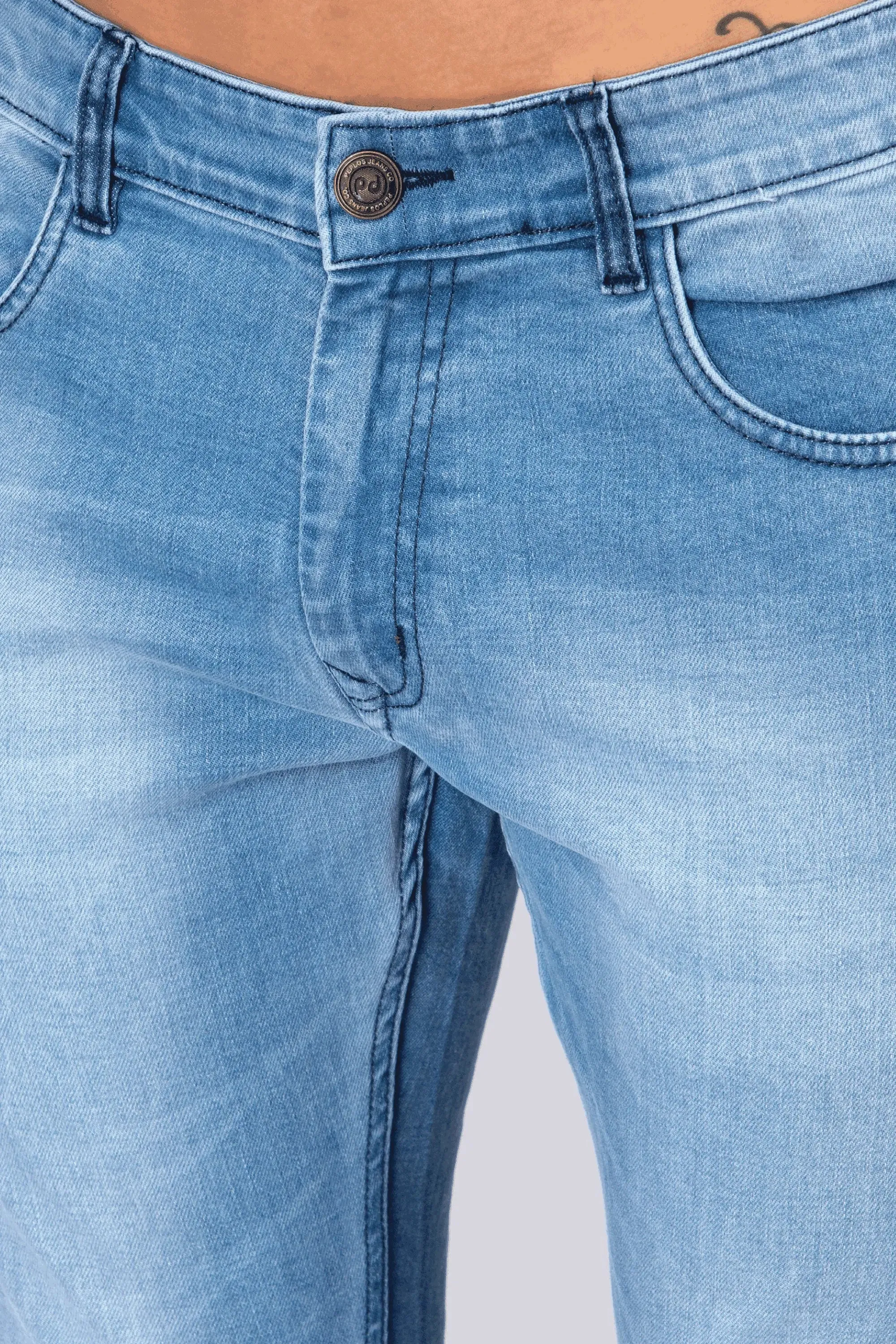 Ankle Fit Light Shade Blue Denim Jeans For men