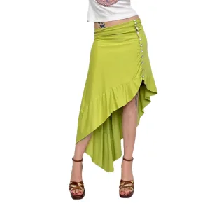 Asymmetrical Key Lime Midi Skirt (M)