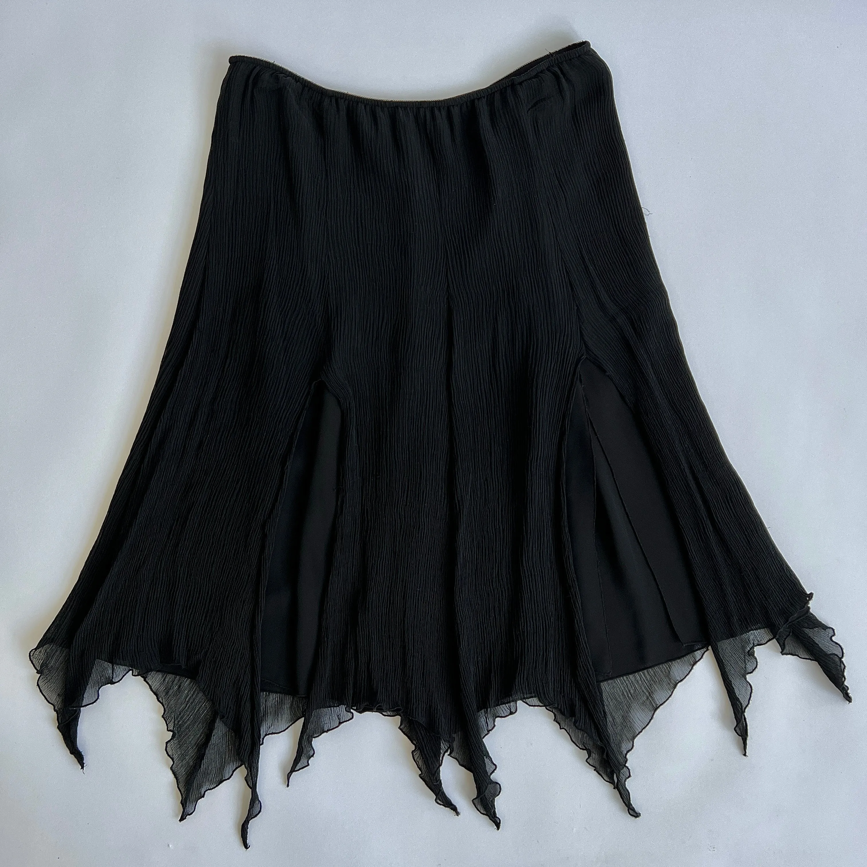 Black silk fairy midi skirt - L/XL