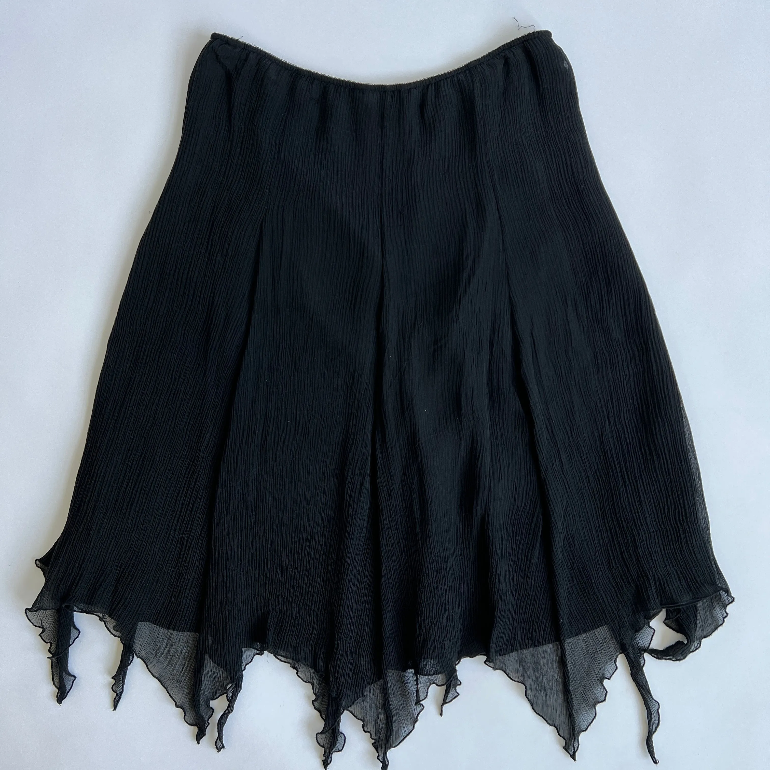 Black silk fairy midi skirt - L/XL
