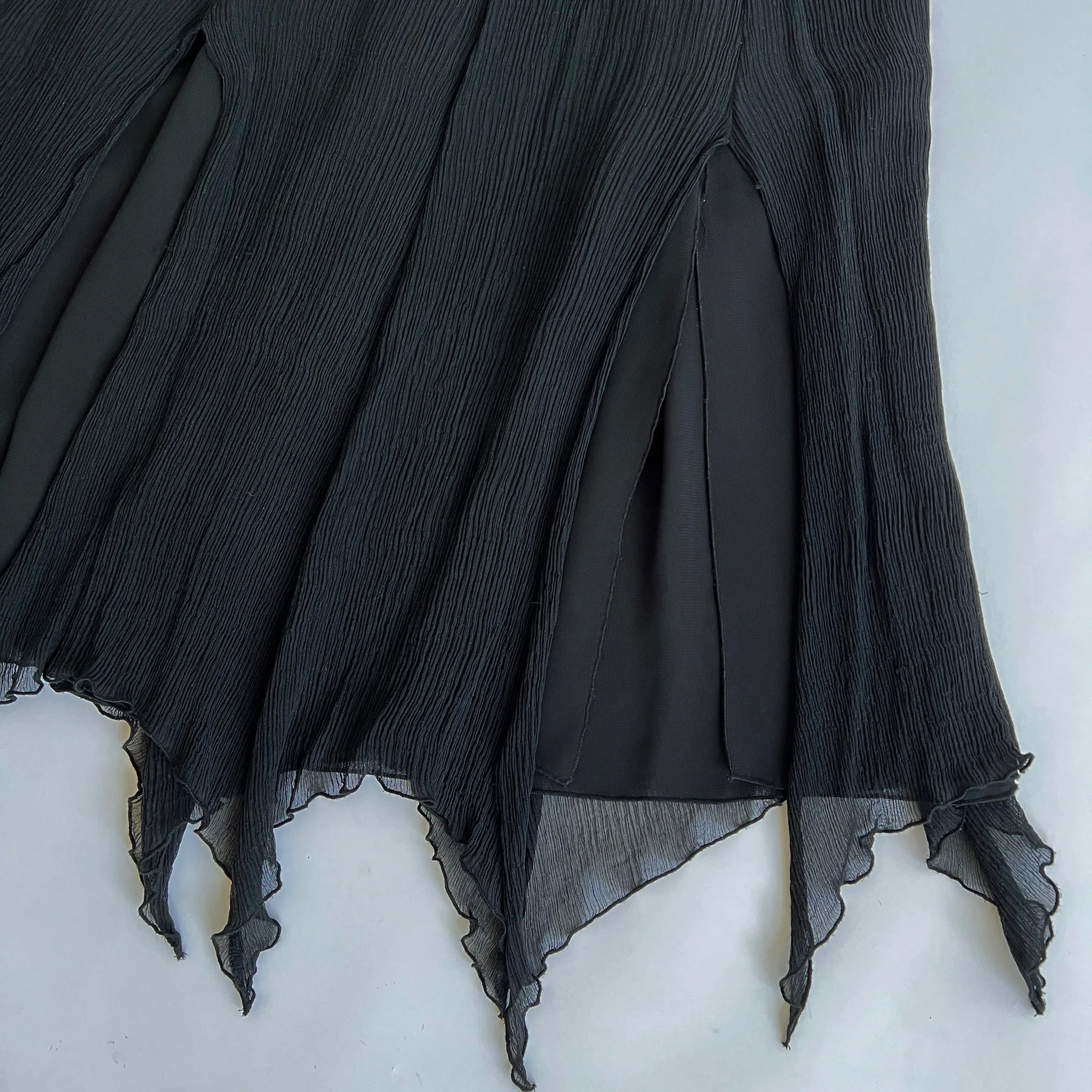 Black silk fairy midi skirt - L/XL