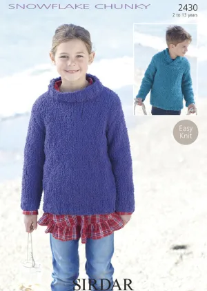 Boys & Girls Wrap Neck Sweater in Sirdar Snowflake Chunky (2430)