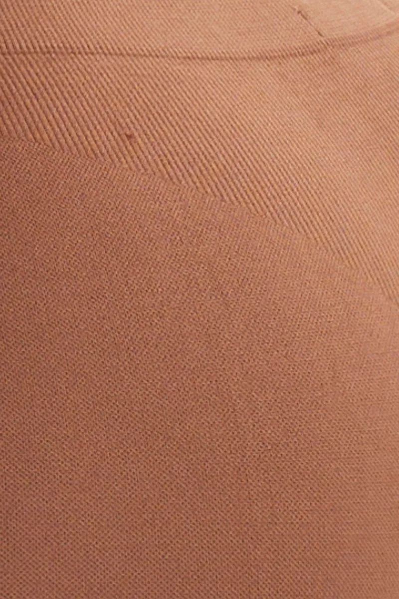 Brown Seamless Activewear Top And Pants Set