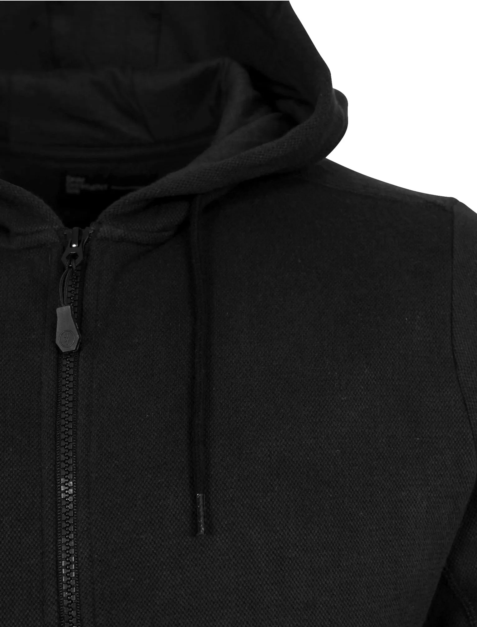 Cobden Heavy Piqué Zip Through Hoodie in Black - Dissident