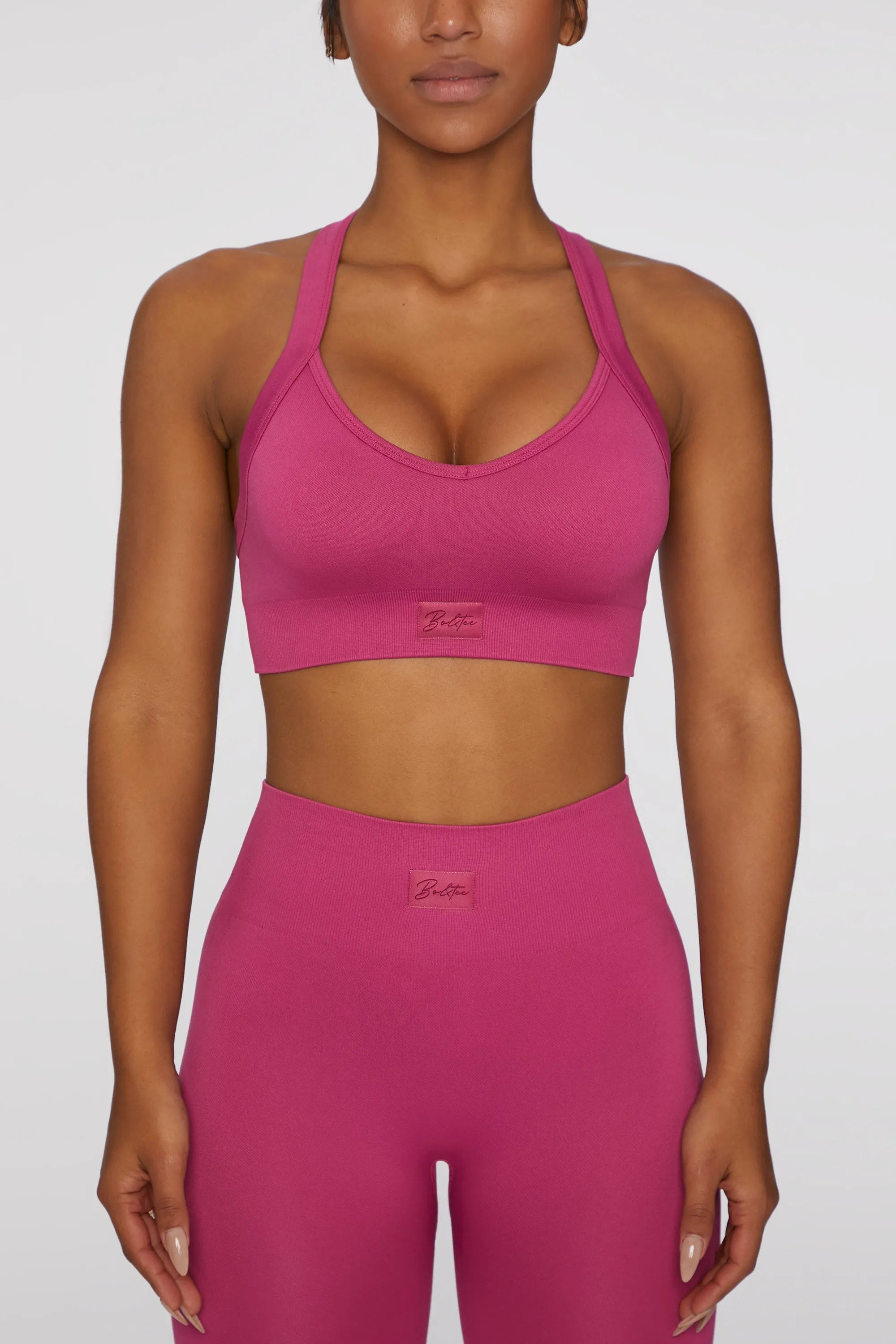 Cross Back Sports Bra in Dark Pink