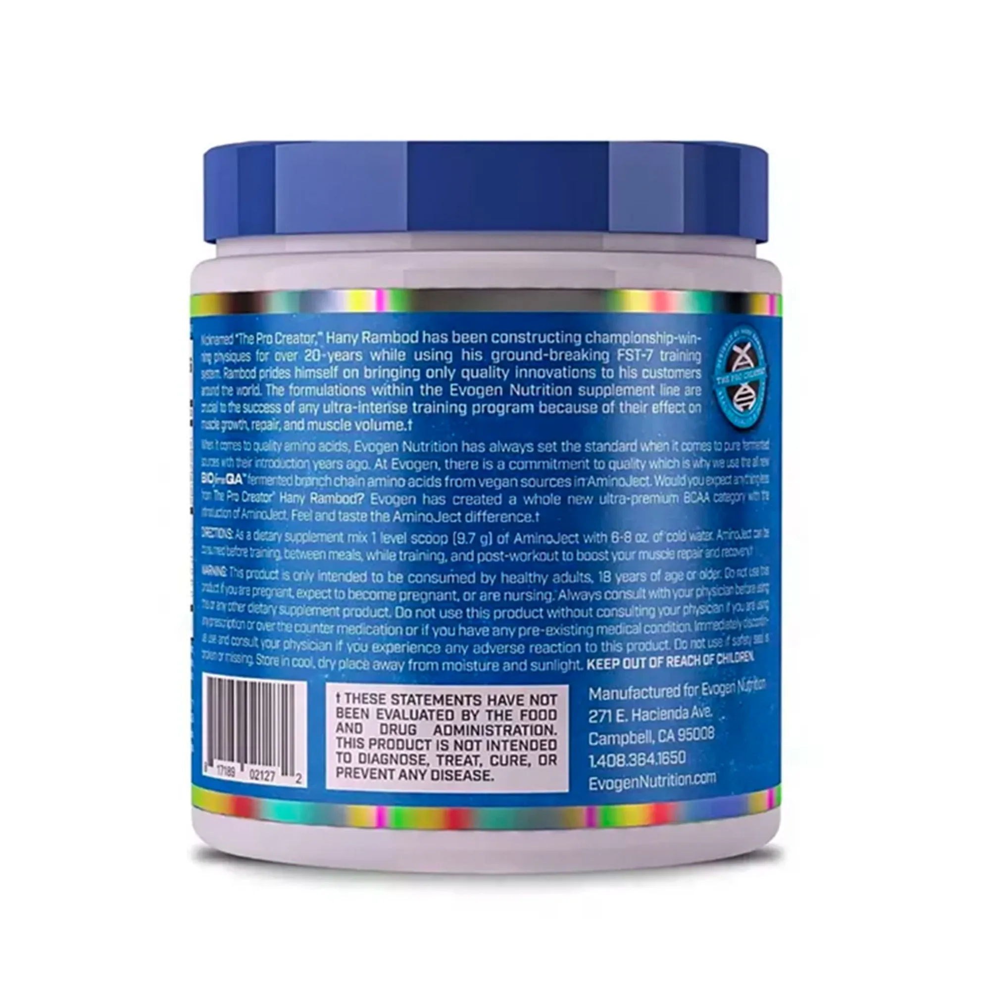 Evogen AminoJect BCAA, Vegan Fermented Plant Based BCAA, Glutamine, & Citrulline Powder
