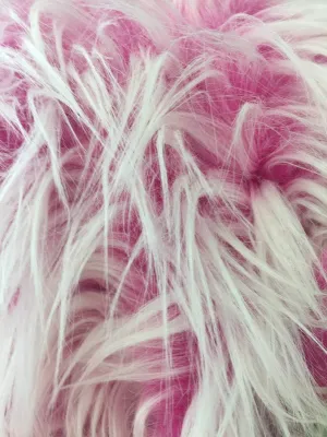 Fuchsia & White 4" Polar Bear Long Pile Fake Faux Fur Fabric By The Yard | Faux Fur Material