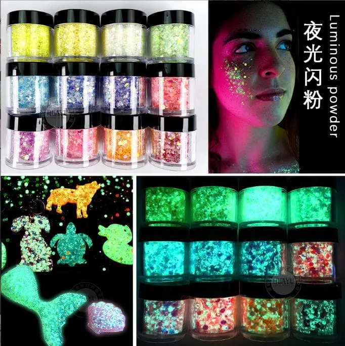 Glow in the Dark Chunky Glitter (10 colors)