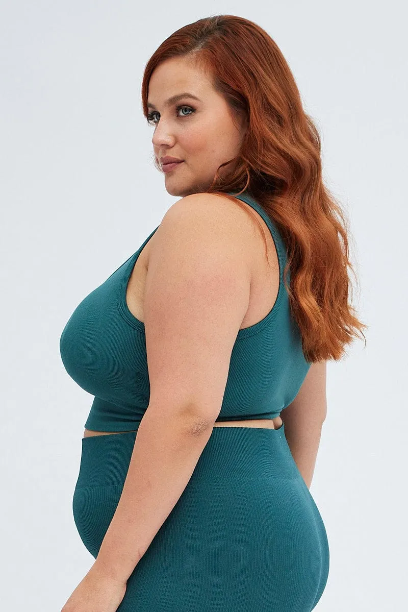 Green Crop Tank Top Seamless Activewear