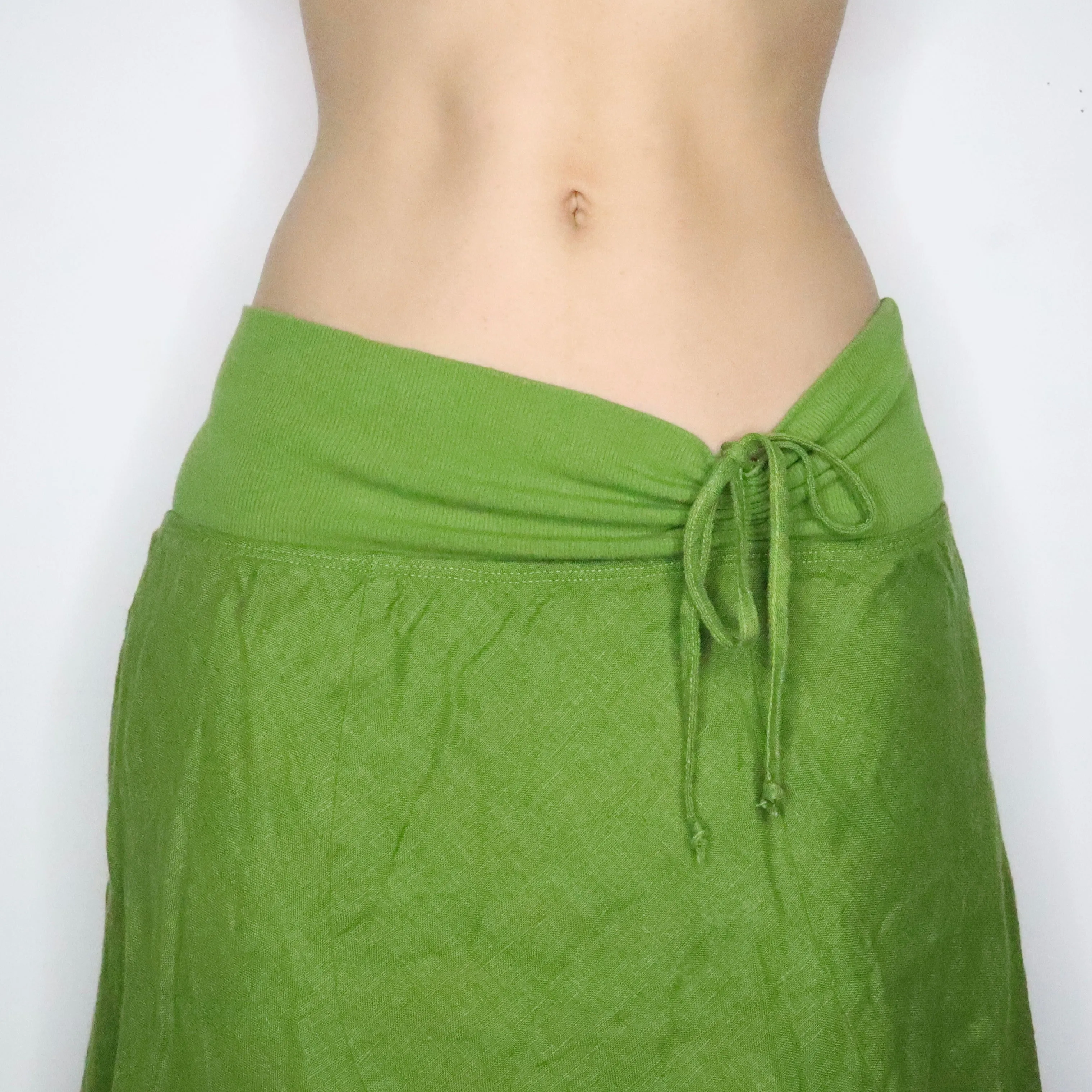 Green Linen Midi Skirt (S-M)