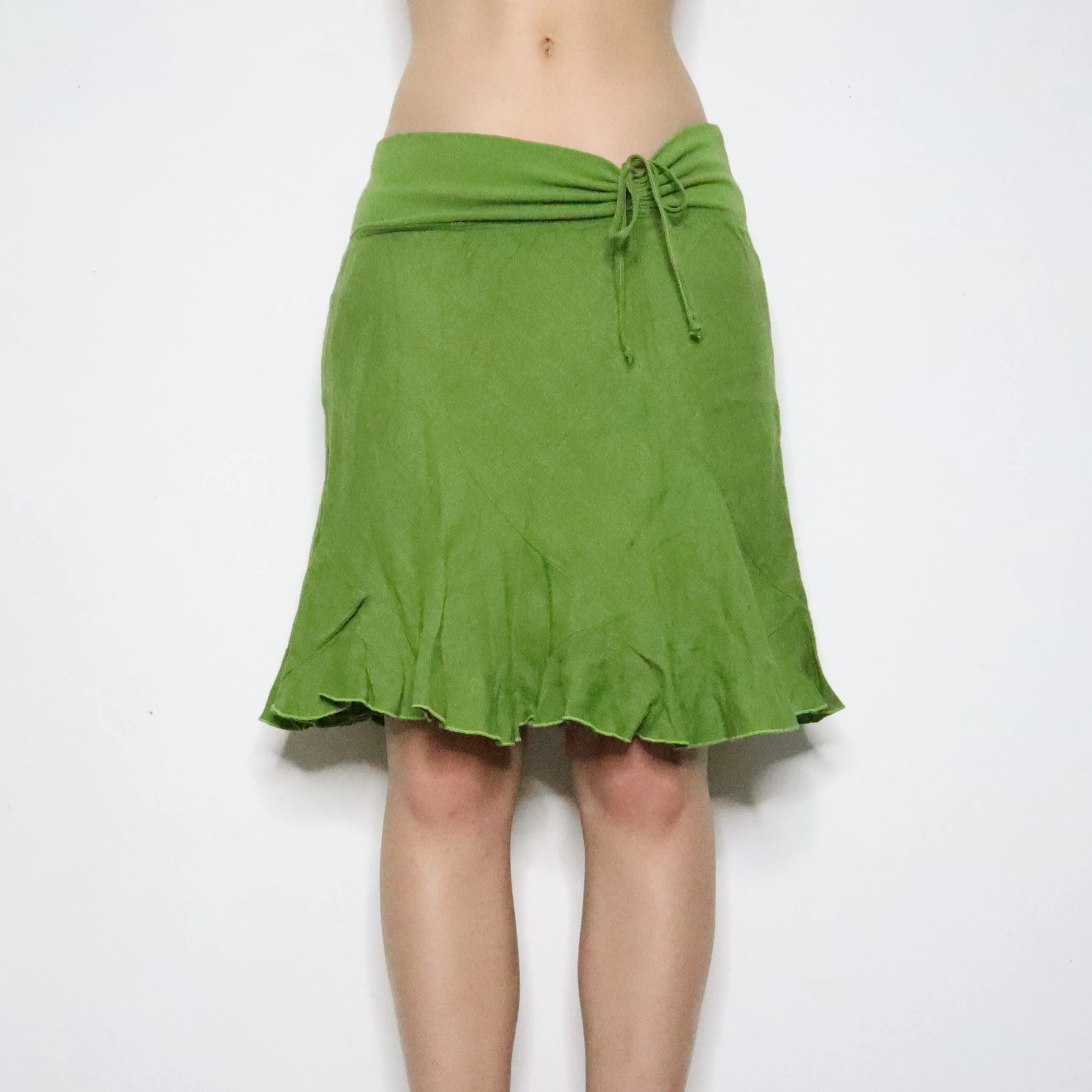 Green Linen Midi Skirt (S-M)