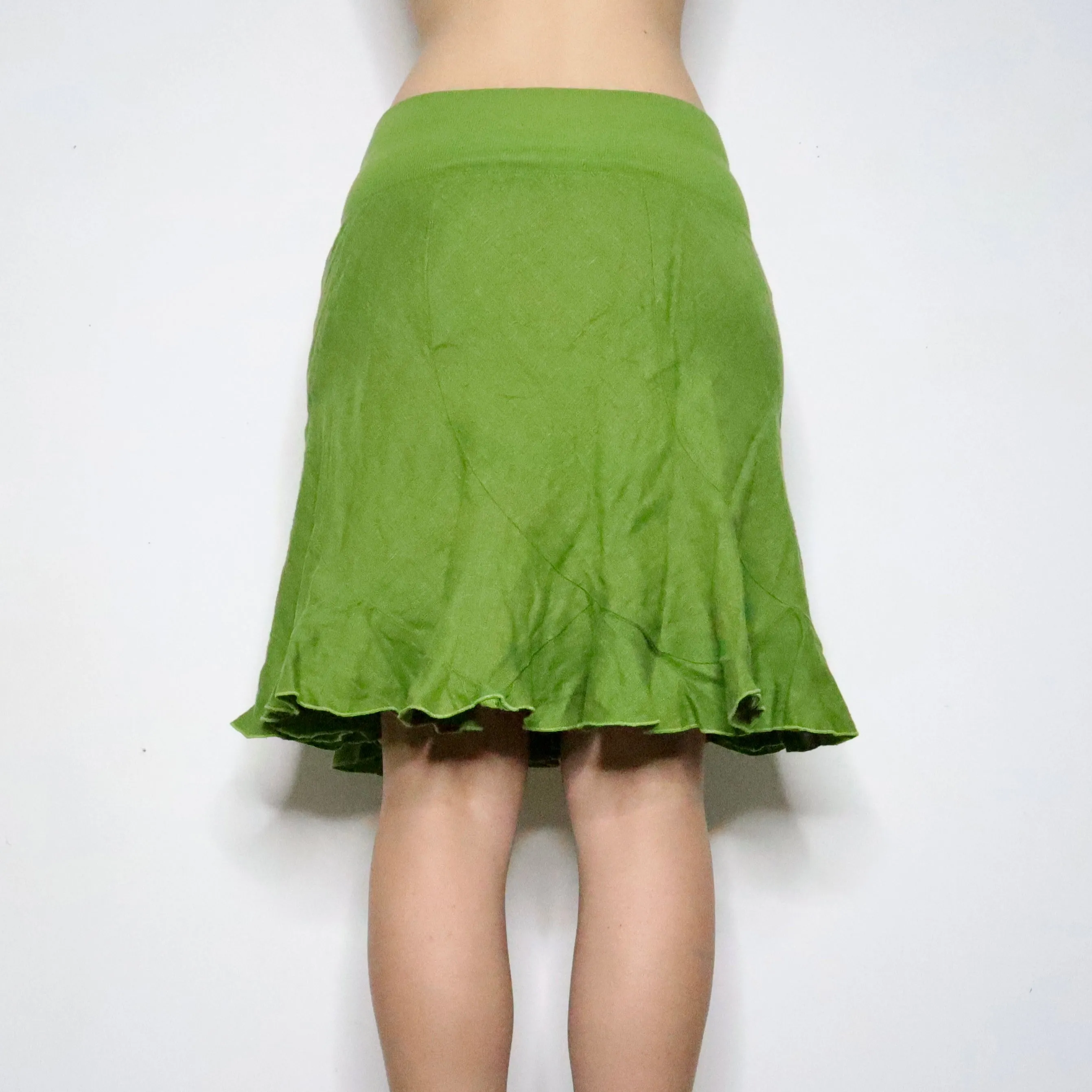 Green Linen Midi Skirt (S-M)