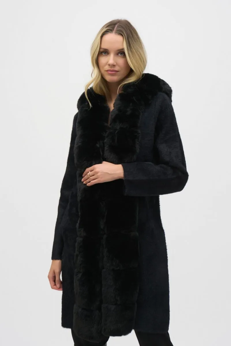 Joseph Ribkoff Detachable Faux Fur Trim Hooded Coat 244929