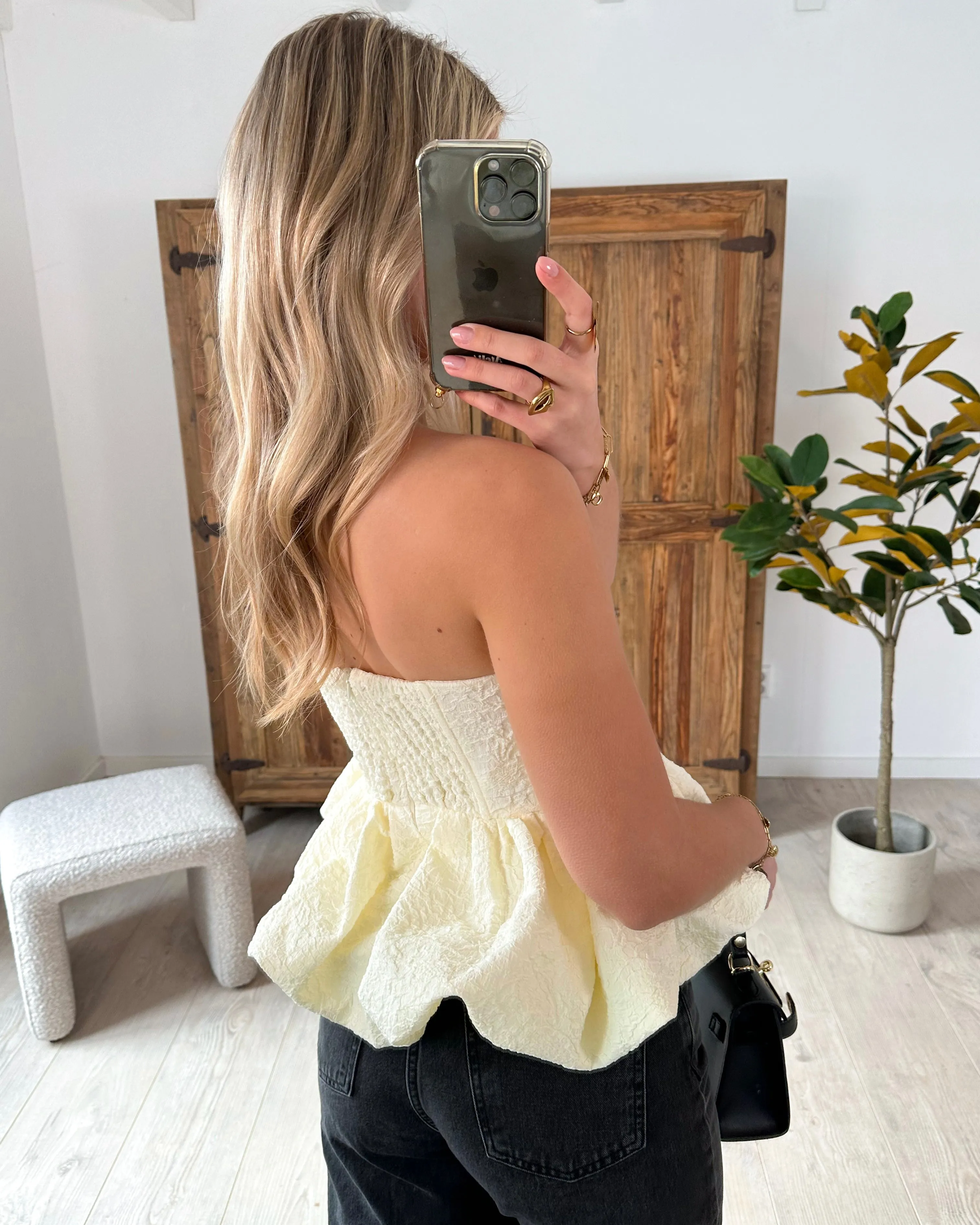 Kiki Peplum Top Ecru