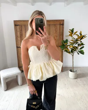 Kiki Peplum Top Ecru