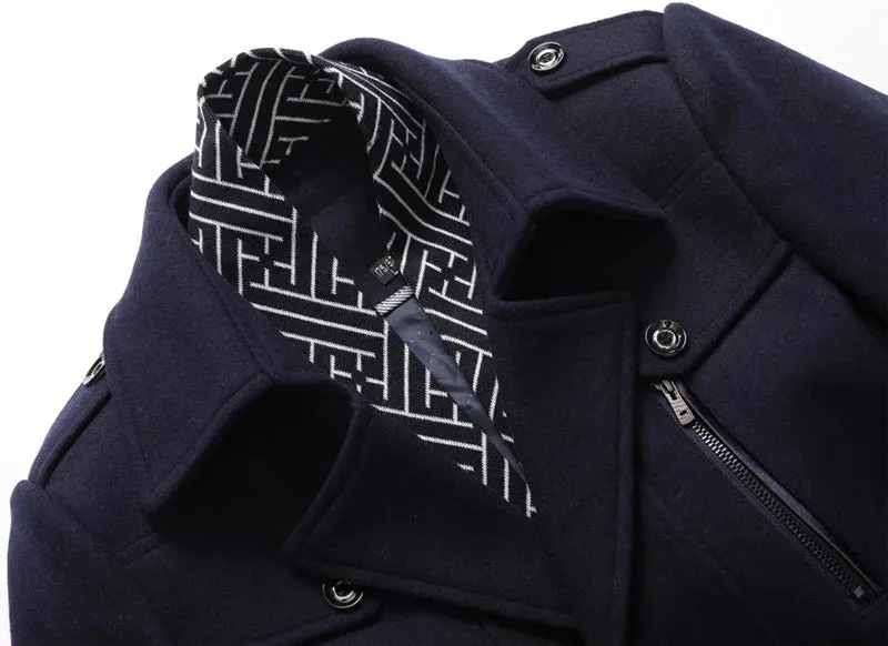 Men's Fashion Thicken Mid Length Trench Wool Coat