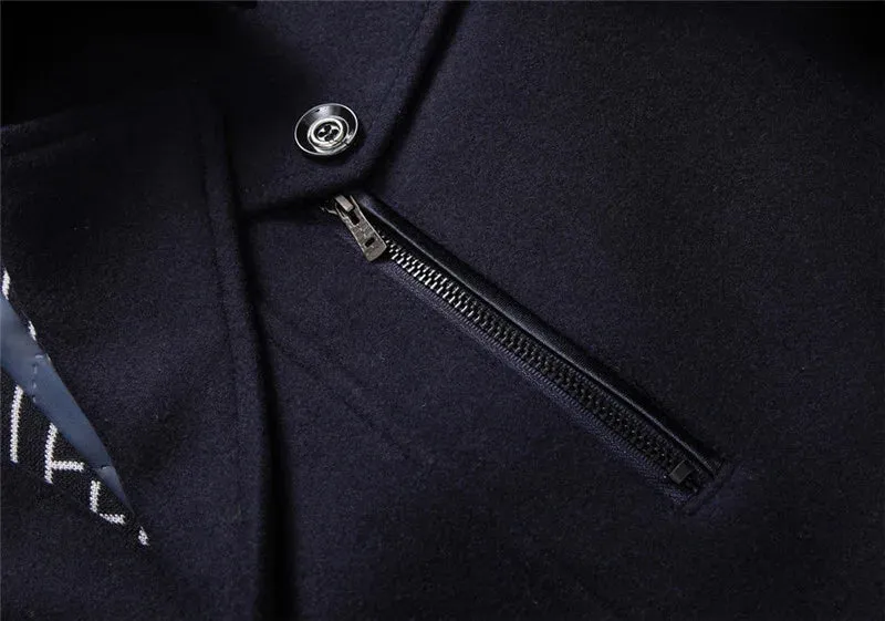 Men's Fashion Thicken Mid Length Trench Wool Coat