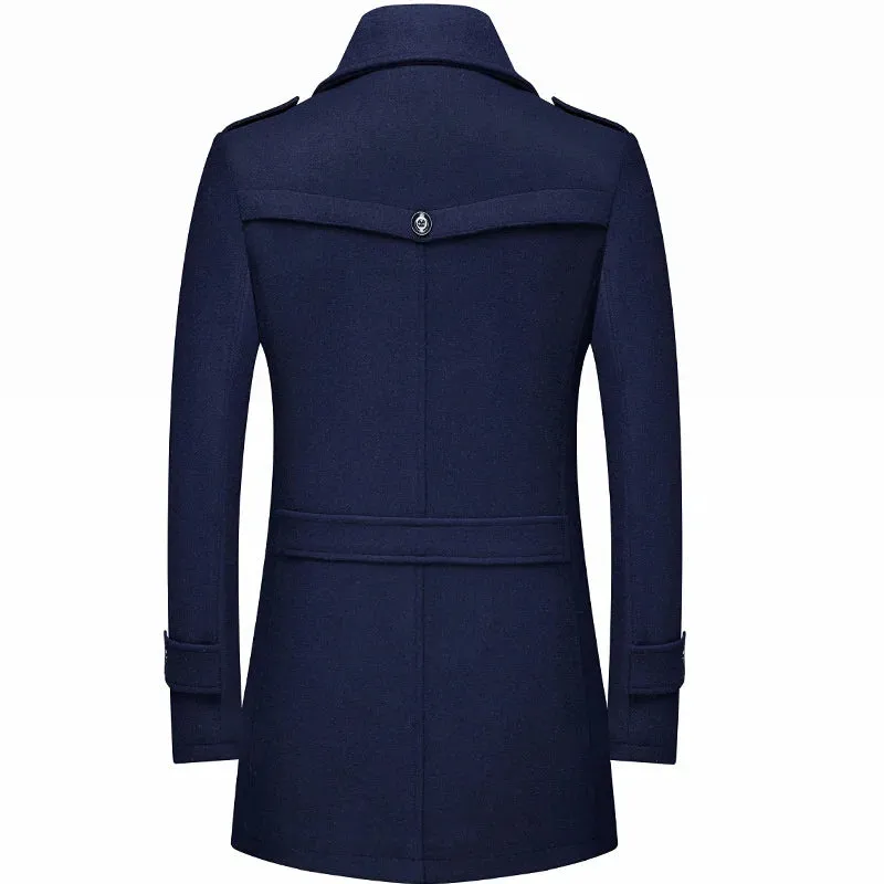 Men's Fashion Thicken Mid Length Trench Wool Coat