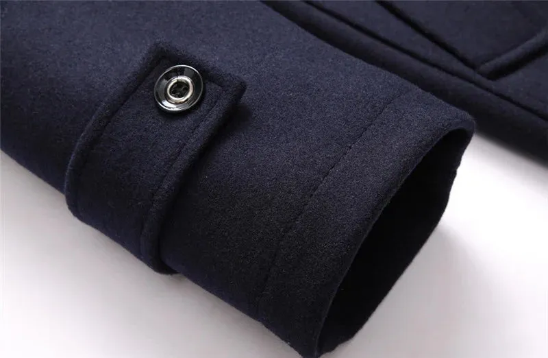 Men's Fashion Thicken Mid Length Trench Wool Coat