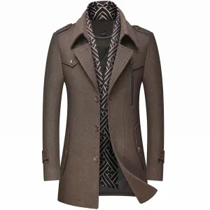 Men's Fashion Thicken Mid Length Trench Wool Coat
