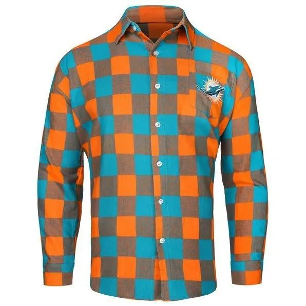 NFL Mens Officially Licensed Long Sleeve Large Check Flannel Shirts - Pick Your Team