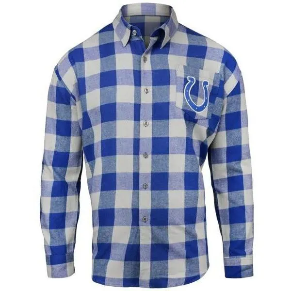 NFL Mens Officially Licensed Long Sleeve Large Check Flannel Shirts - Pick Your Team