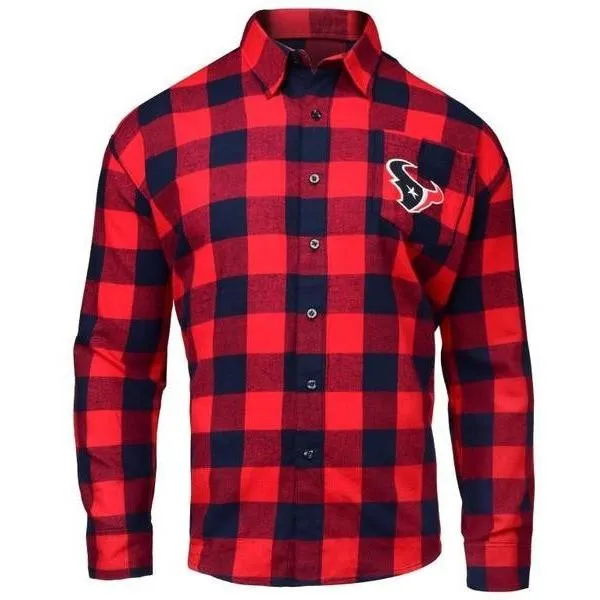 NFL Mens Officially Licensed Long Sleeve Large Check Flannel Shirts - Pick Your Team