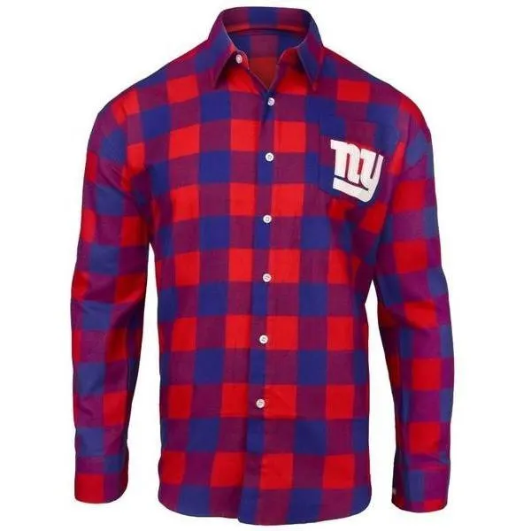 NFL Mens Officially Licensed Long Sleeve Large Check Flannel Shirts - Pick Your Team