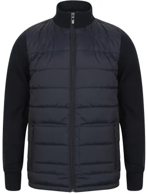 Patton Quilted Jacket With Knitted Sleeves in Dark Navy - Dissident