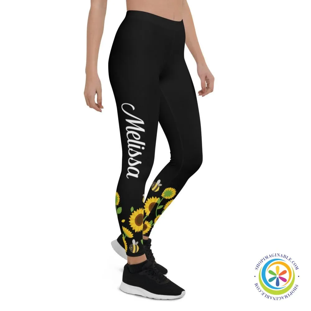 Personalized Vibrant Sunflower Leggings