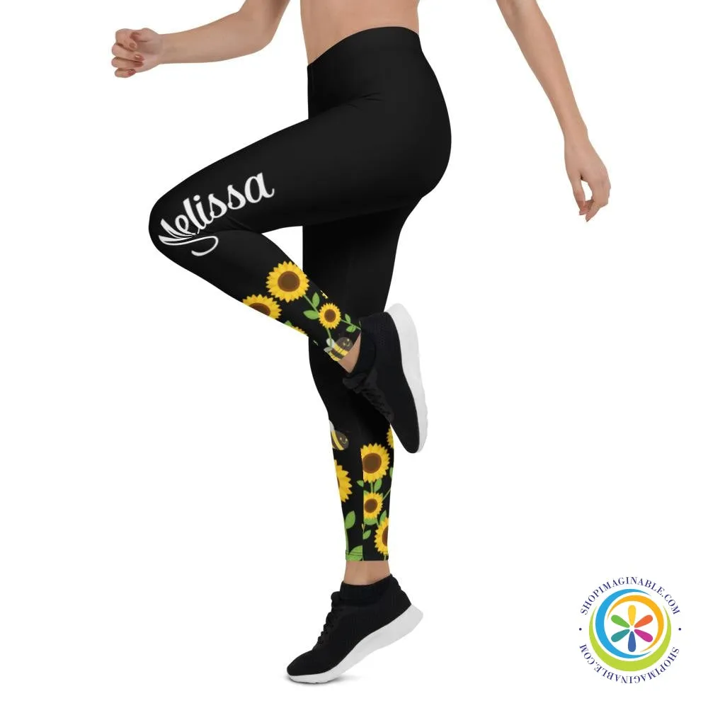 Personalized Vibrant Sunflower Leggings