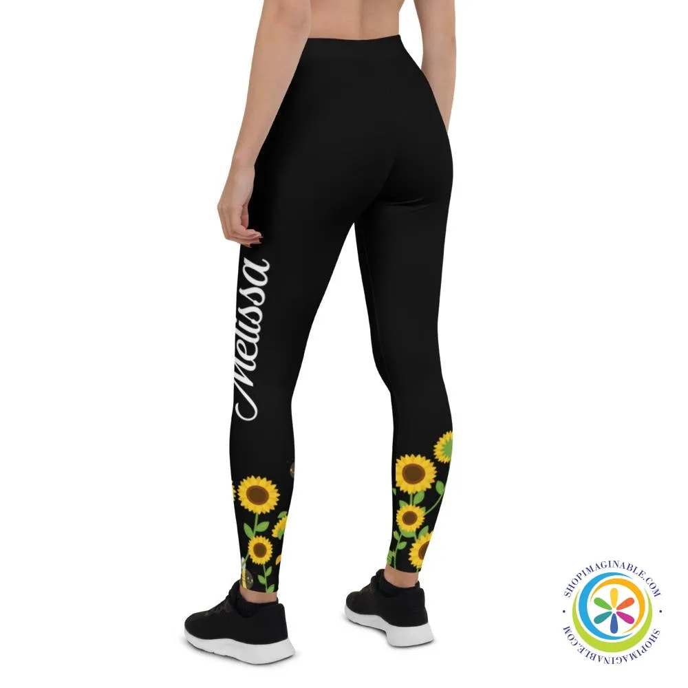 Personalized Vibrant Sunflower Leggings
