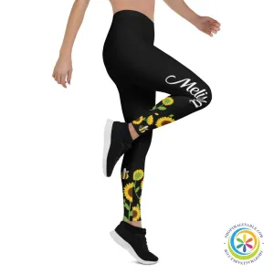 Personalized Vibrant Sunflower Leggings