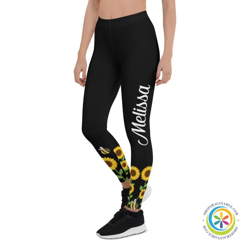 Personalized Vibrant Sunflower Leggings