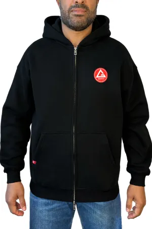 Red Shield Zip Hoodie - Black