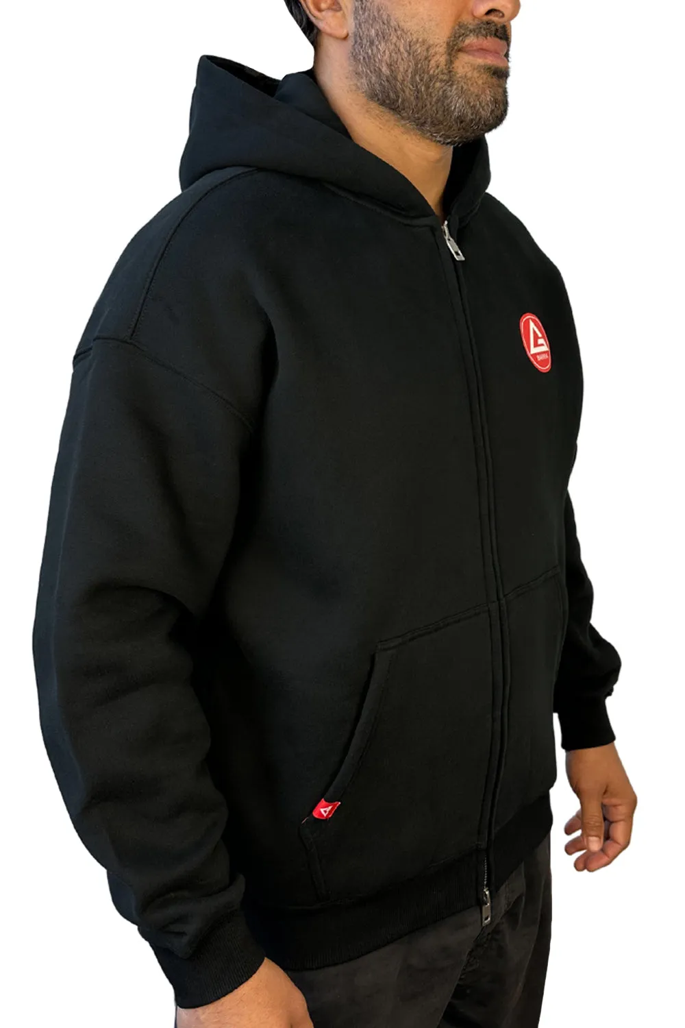 Red Shield Zip Hoodie - Black
