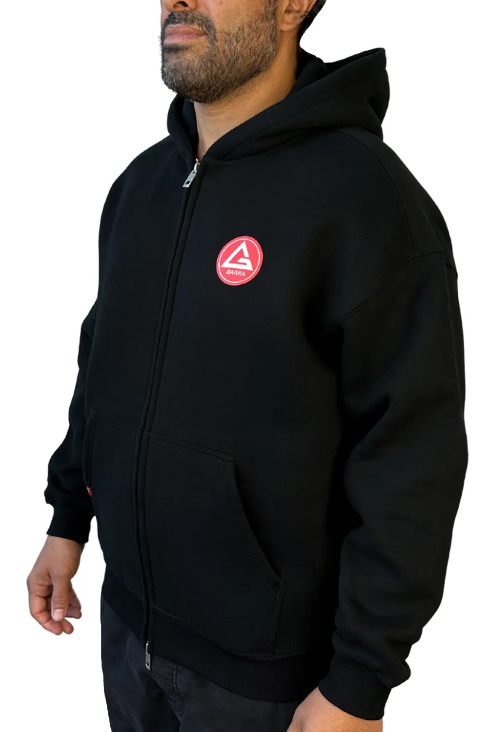 Red Shield Zip Hoodie - Black