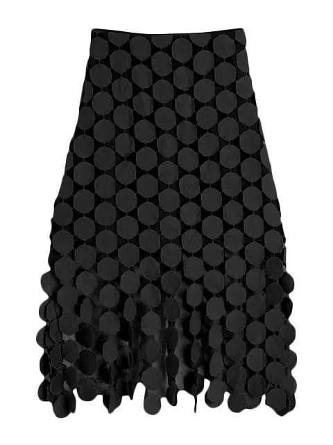 Skirt Cut Out Skirt For Women High Waist Patchwork Tassel Irregular Hem Solid Midi Skirts Female Summer Clothing Style