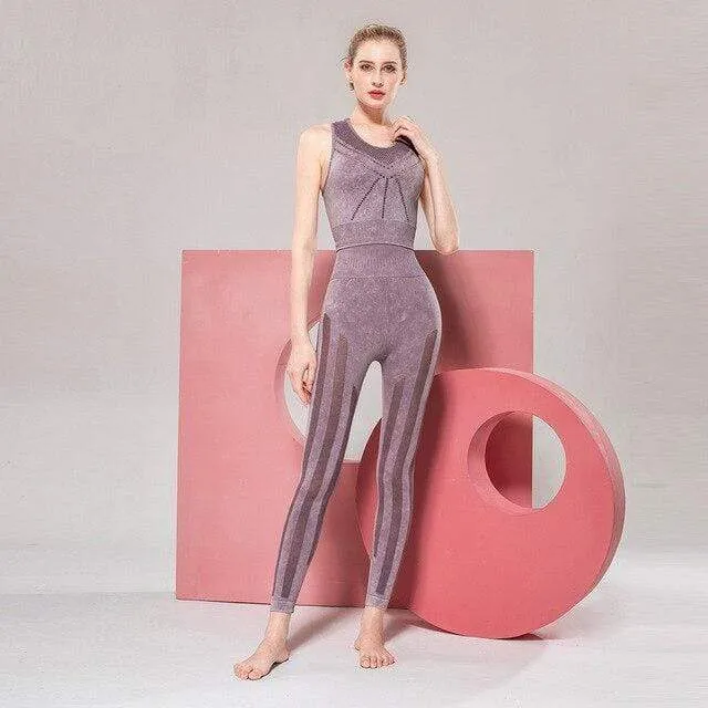 Swank Distressed Effect Seamless Activewear Set
