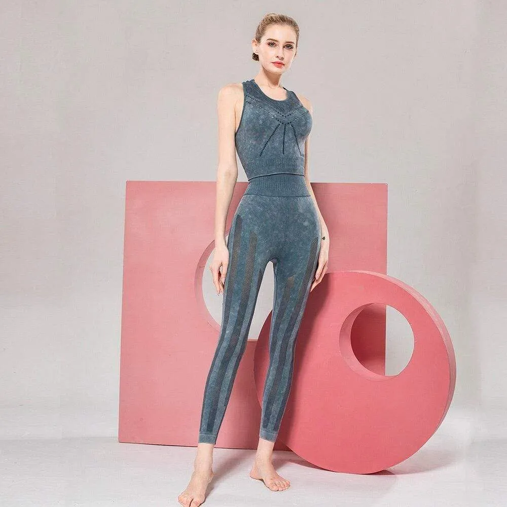 Swank Distressed Effect Seamless Activewear Set