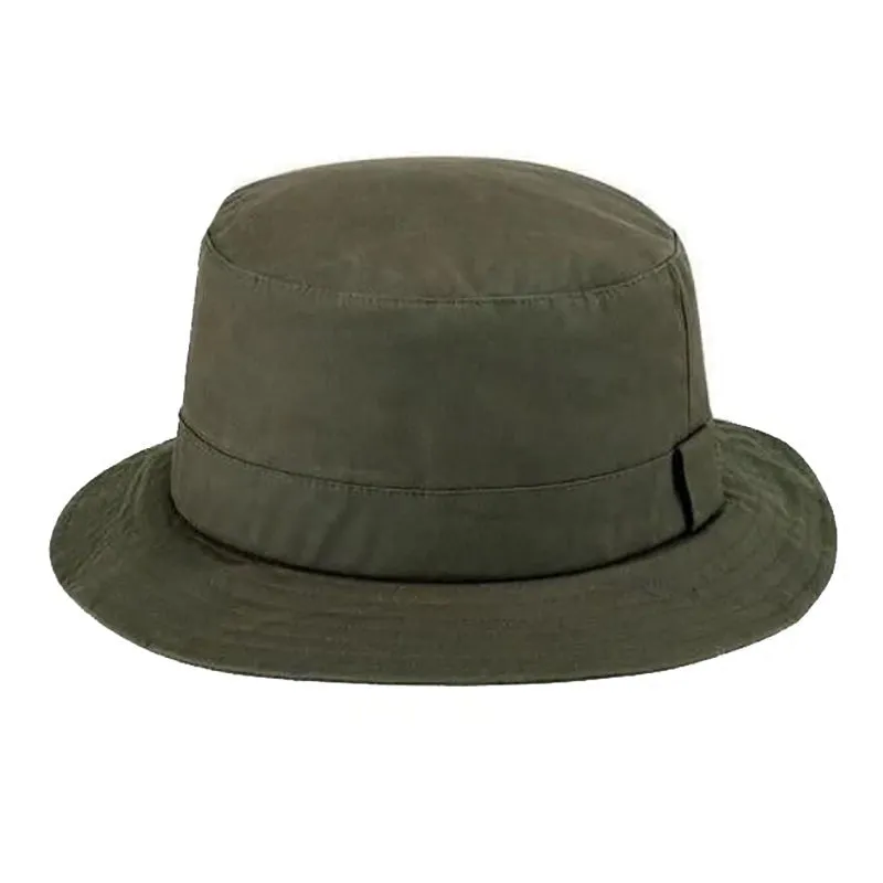 Waxed Bush Hat In Dark Olive