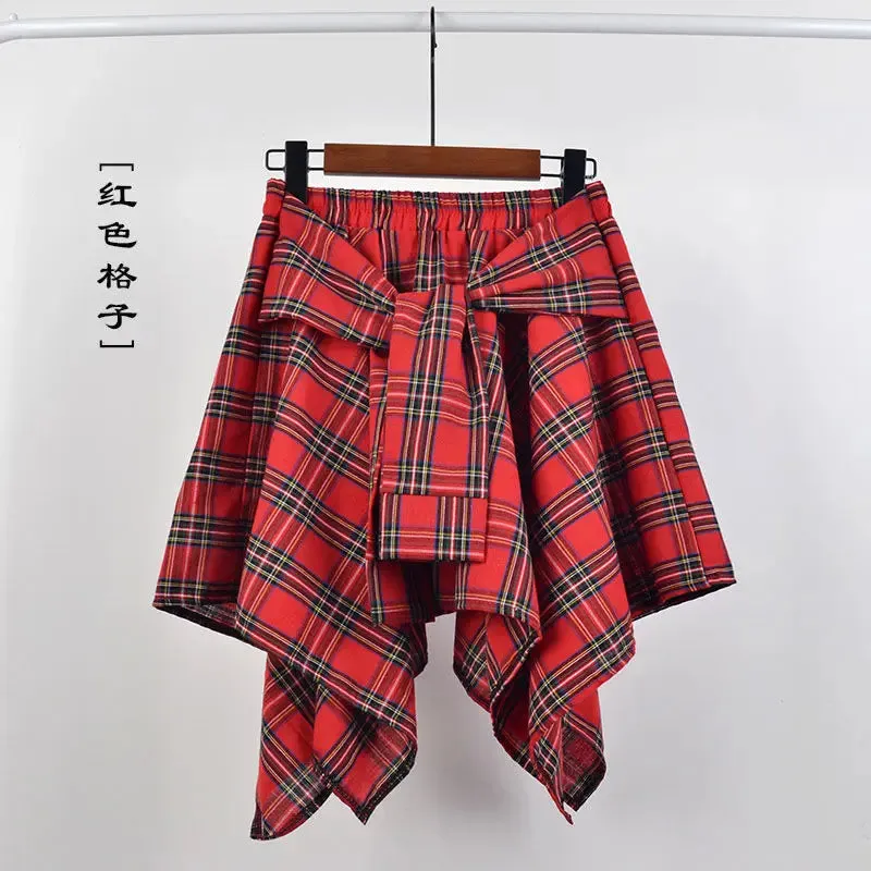 Women's High Waist Ruffle Layered Fashion Designer Bow Tie Mini Skirts (Short)