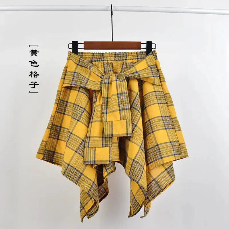 Women's High Waist Ruffle Layered Fashion Designer Bow Tie Mini Skirts (Short)