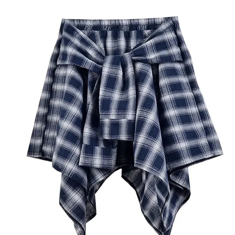 Women's High Waist Ruffle Layered Fashion Designer Bow Tie Mini Skirts (Short)
